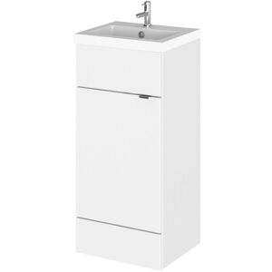 Hudson Reed - Fusion Floor Standing Vanity Unit with Basin 400mm Wide - Gloss White