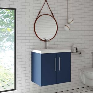 Hudson Reed Juno Wall Hung 2-Door Vanity Unit with Basin 1 600mm Wide - Electric Blue