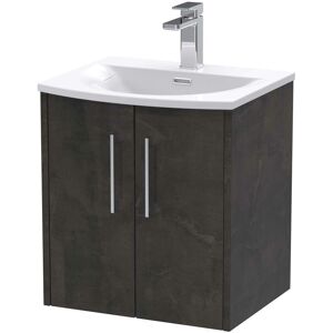 Juno Wall Hung 2-Door Vanity Unit with Basin 4 500mm Wide - Metallic Slate - Hudson Reed