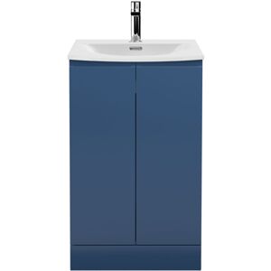 Hudson Reed - Urban Floor Standing 2-Door Vanity Unit with Basin 4 Satin Blue - 500mm Wide