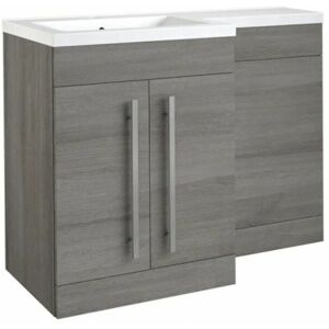 Matrix 2 Door L-Shaped 1100mm lh Furniture Pack with Cistern, Silver Oak - Kartell