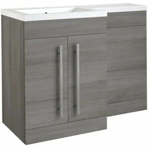 Matrix 2 Door L-Shaped 1100mm rh Furniture Pack with Cistern, Silver Oak - Kartell