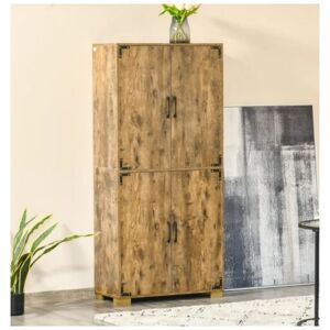 Uniquehomefurniture - Kitchen Larder Unit Tall Storage Cupboard Door Standing Pantry Rustic Cabinet