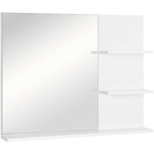 Kleankin - Bathroom Mirror Wall Mount Vanity Mirror with 3 Storage Shelves, White - White