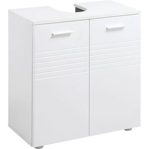 Kleankin - Bathroom Pedestal Under Sink Cabinet with Storage Shelf Double Door - White