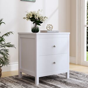 LIVINGANDHOME White Wooden Storage Cabinet with 2 Drawers