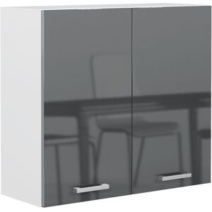 IMPACT FURNITURE 800 Kitchen Wall Unit 80cm 800mm Wall Cabinet 2 Door Cupboard Soft Close Luxe - Grey High Gloss