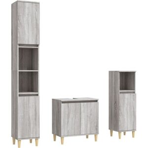 BERKFIELD HOME Mayfair 3 Piece Bathroom Furniture Set Grey Sonoma Engineered Wood