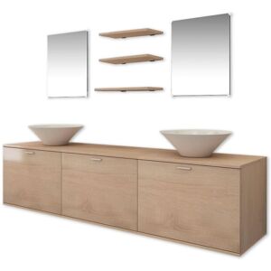 BERKFIELD HOME Mayfair Eight Piece Bathroom Furniture and Basin Set Beige