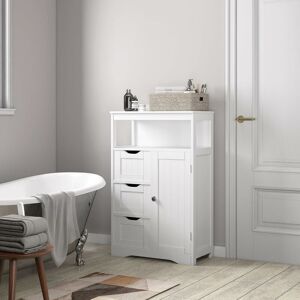 Bathroom Floor Storage Cabinet Unit With 3 Drawers Dakota white - Mcc Direct