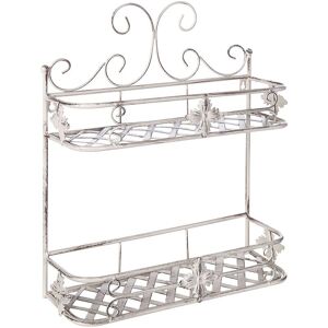 BELIANI Vintage Style 2-Tier Metal Bathroom Wall Floating Shelf White Marayes - White