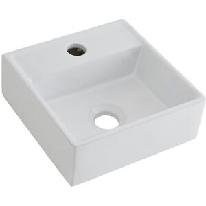 Dalton - Modern White Ceramic 280mm Square Countertop Wall Mounted Bathroom Basin Sink - Basin Only - Milano