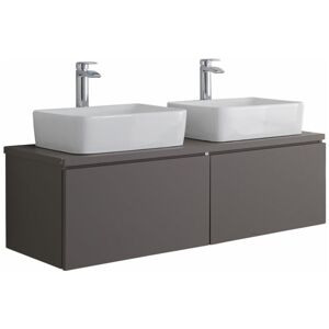 Milano - Oxley - Grey 1200mm Wall Hung Bathroom Vanity Unit with 2 Countertop Basins - Rectangular Basins (No led Light)