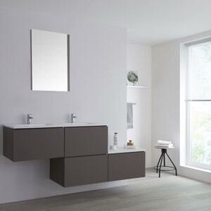 Oxley - Grey and White 1797mm Wall Hung Stepped Bathroom Vanity Unit with Double Basin - With led Light - Milano