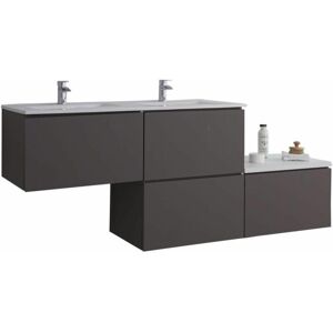 Oxley - Grey and White 1797mm Wall Hung Stepped Bathroom Vanity Unit with Double Basin - No led Light - Milano