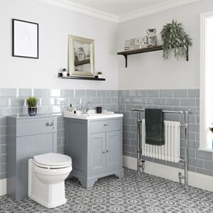 Thornton - 630mm Traditional Bathroom Vanity Unit with Basin and wc Unit with Back to Wall Toilet Pan&44 Seat and Cistern - Light Grey - Milano