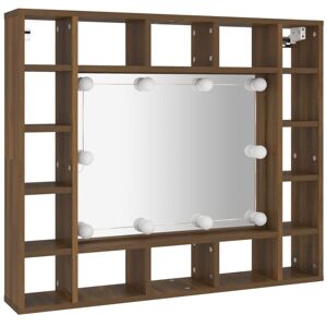 Mirror Cabinet with led Brown Oak 91x15x76.5 cm Vidaxl Brown