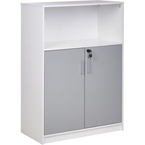 Beliani - Modern 2 Door Office Storage Locker Particle Board Cabinet Unit with Open Shelf Key Locked Light Grey White Zehna - Grey