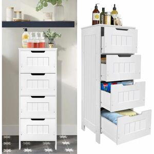 DAY PLUS Modern Bathroom 4-Drawer Cabinet Bedroom Storage Cupboard Free Standing Shelf UK