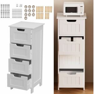 DAY PLUS Modern Bookcase Tall Cupboard Wooden Storage Unit White Cabinet Display Shelves