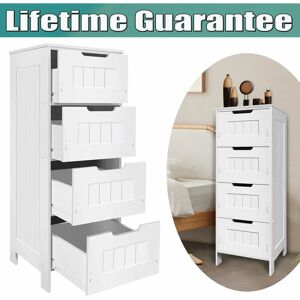 DAY PLUS Modern pvc Bathroom Shelf Cabinet Cupboard Storage Unit Free Standing 4 Drawer