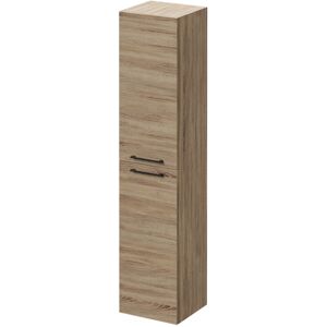 Bordalino Oak 350mm x 1600mm Wall Mounted Tall Storage Unit with 2 Doors and Gunmetal Grey Handles - Bordalino Oak - Napoli