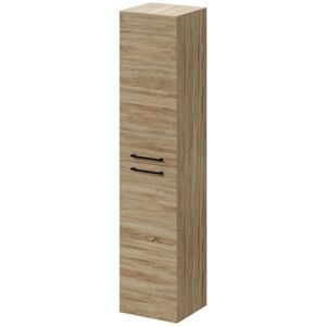 Bordalino Oak 350mm x 1600mm Wall Mounted Tall Storage Unit with 2 Doors and Matt Black Handles - Bordalino Oak - Napoli