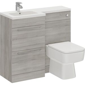 WHOLESALE DOMESTIC Napoli Combination Molina Ash 1000mm Left Hand l Shaped 2 Drawer Vanity Unit Toilet Suite - Molina Ash