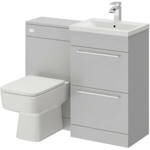 Gloss Grey Pearl 1000mm Vanity Unit Toilet Suite with 1 Tap Hole Basin and 2 Drawers with Polished Chrome Handles - Gloss Grey Pearl - Napoli