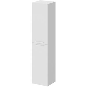 Gloss White 350mm x 1600mm Wall Mounted Tall Storage Unit with 2 Doors and Polished Chrome Handles - Gloss White - Napoli