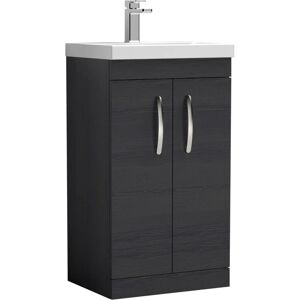 Nuie - Athena Floor Standing 2-Door Vanity Unit with Basin-2 500mm Wide - Charcoal Black
