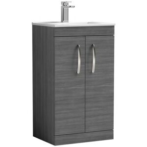 Nuie - Athena Floor Standing 2-Door Vanity Unit with Basin-2 500mm Wide - Anthracite Woodgrain