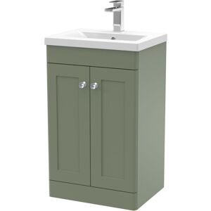 Nuie - Classique Floor Standing 2-Door Vanity Unit with Basin-1 500mm Wide - Satin Green