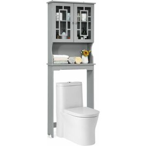 COSTWAY Over-The-Toilet Storage Cabinet 3-Tier Washing Machine Rack w/ Adjustable Shelf