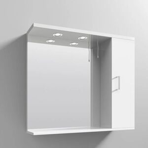 Nuie - Mayford Mirrored Bathroom Cabinet 750mm h x 850mm w White - Right Handed