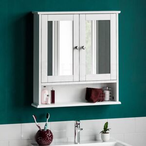 Home Discount - Priano 2 Door Bathroom Cabinet With Shelf Mirrored Wall Mounted Cabinet, White