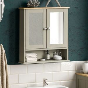 Home Discount - Priano 2 Door Bathroom Cabinet With Shelf Mirrored Wall Mounted Cabinet, Grey