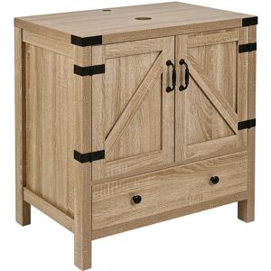 Bathroom Under Sink Cabinet, Floor Storage Cupboard Furniture, with a Drawer, Oak Color - Puluomis