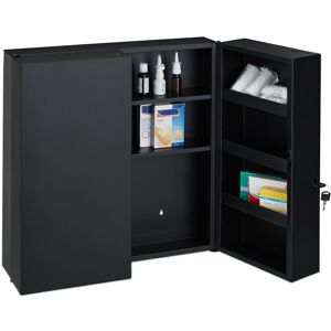 Medicine Cabinet, Lockable, 11 Compartments, Steel, hwd: 53.5x53x19 cm, Medication Storage Cabinet, Anthracite - Relaxdays