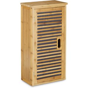 RELAXDAYS Bamboo Bathroom Cabinet Size: 66 x 35 x 20 cm with 2 Shelves with Storage Space for Bathroom Accessories Wall Cabinet or Standing Cupboard for the