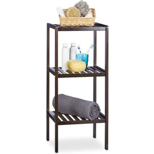 Bamboo Bathroom Rack with 3 Shelves, 80 x 34.5 x 33 cm, Colorful Shelving Unit for Children, Kitchen Rack, Brown - Relaxdays