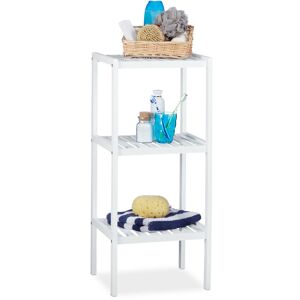 Bamboo Bathroom Rack with 3 Shelves, 80 x 34.5 x 33 cm, Colorful Shelving Unit for Children, Kitchen Rack, White - Relaxdays