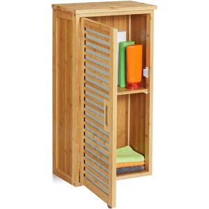 Bamboo Wall-Mounted Bathroom Cabinet, 2 Shelves, Height-Adjustable, h x w x d: 66 x 35 x 20 cm, Natural - Relaxdays