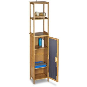 RELAXDAYS Bathroom Bamboo Cabinet 170 x 33.5 x 28 cm Bathroom Cupboard with 6 Shelves with Practical Storage Room for Bathroom Accessories Standing Shelf with