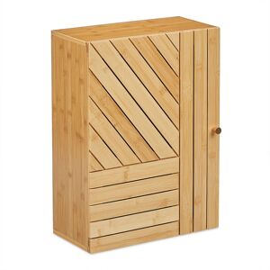 Bathroom Cabinet, Wall Mounted, Wooden, Bamboo, Adjustable, Storage, Cupboard, HxWxD: 55 x 40 x 20 cm, Natural - Relaxdays