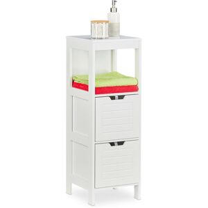 Relaxdays Storage Unit, 2 Drawers, 1 Shelf, Bathroom, Bedroom, Kitchen, Freestanding, HxWxD: 90 x 30 x 30 cm, White