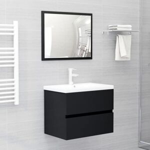 2 Piece Bathroom Furniture Set Black Engineered Wood - Royalton