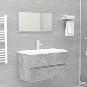 2 Piece Bathroom Furniture Set Concrete Grey Engineered Wood - Royalton