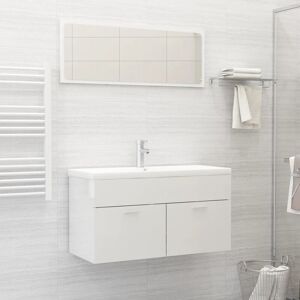 2 Piece Bathroom Furniture Set High Gloss White Engineered Wood - Royalton