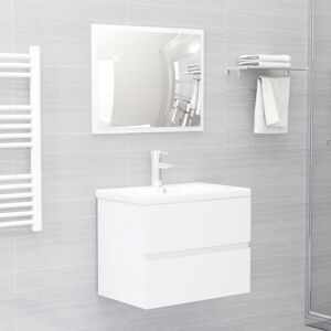 2 Piece Bathroom Furniture Set High Gloss White Engineered Wood - Royalton